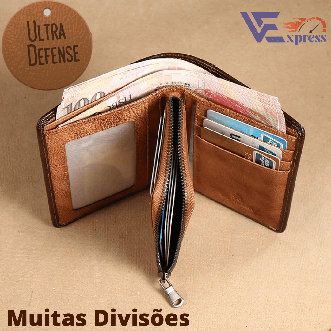 Carteira Masculina em Couro ULTRA DEFENSE - AntiFurto RFID - Lojas Promorin