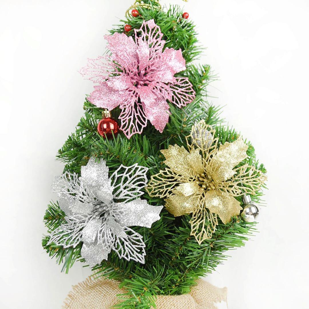 Flores Natalinas Artificiais - Kit com 5 Flores - Lojas Promorin
