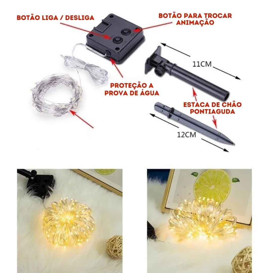 Pisca-Pisca Solar com 8 Modos de Iluminação - Natal 2023 - Lojas Promorin