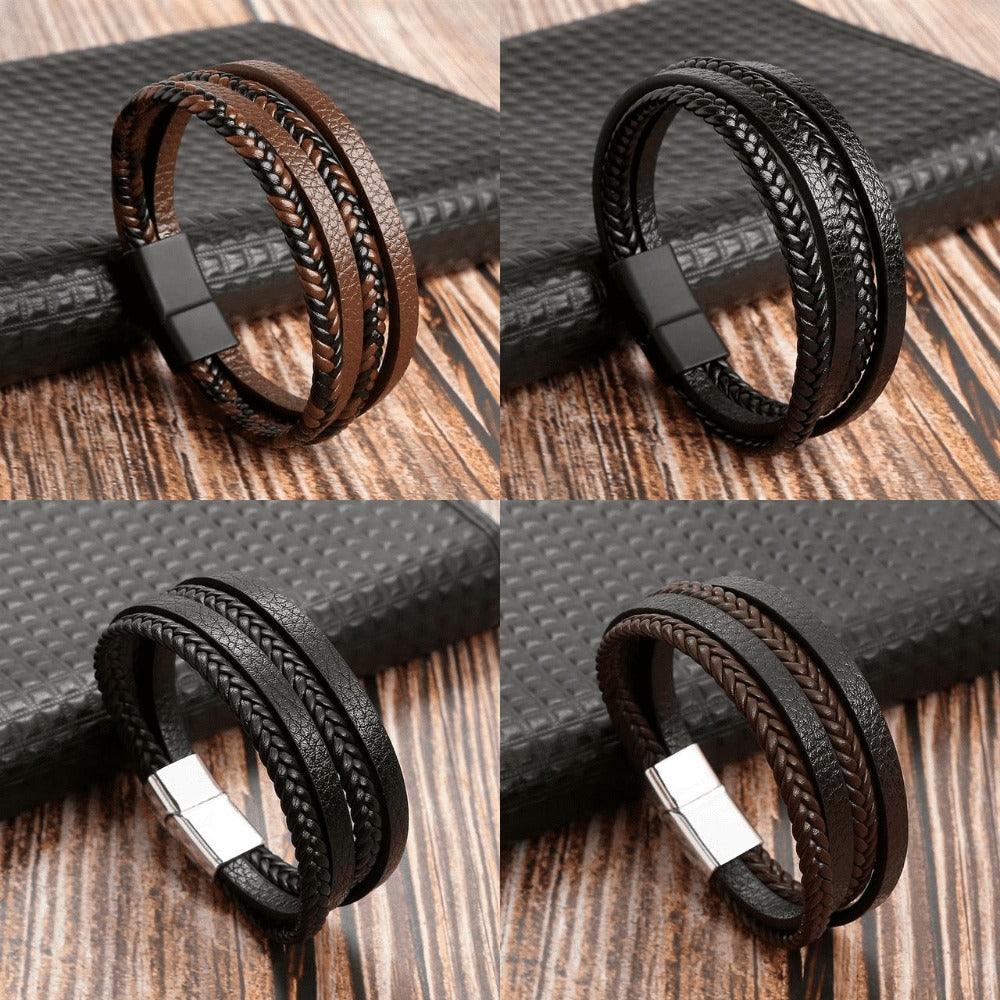 Pulseira THE MAN Em Couro De Qualidade Premium - Joia Com Pedras e Pingentes - Lojas Promorin