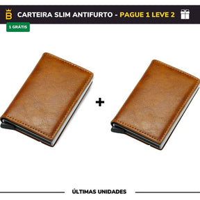 Carteira Slim Carbon em Couro - Pague 1 Leve 2
