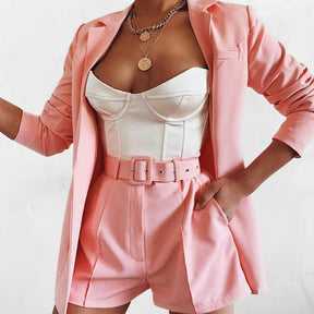 Conjunto Feminino Maju - Conjunto - Blazer, Short e Cinto
