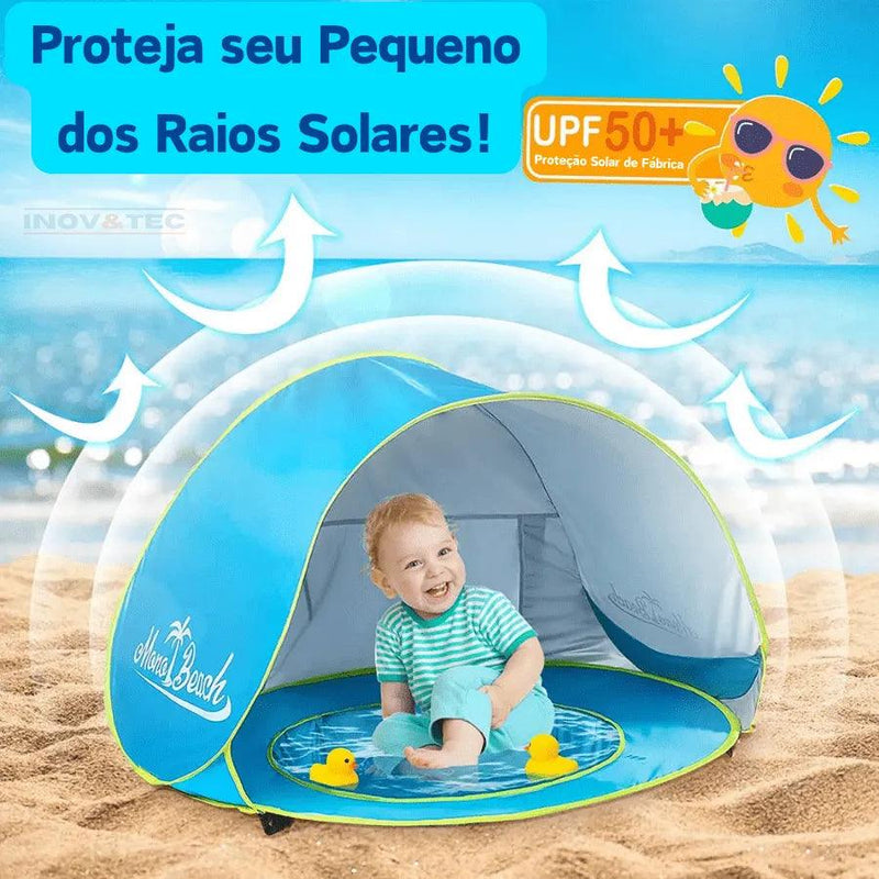 Cabana Infantil Com Piscina Para Praia PROTEÇÃO TOTAL - Os Melhores Momentos Na Praia Estão Por Vir! - Lojas Promorin