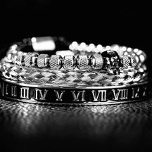 Conjunto 3 Pulseiras Caveira OLD SKULL - Joia em Aço Inoxidável Banhada em Ouro e Prata - SUPER PROMOÇÃO! - Lojas Promorin