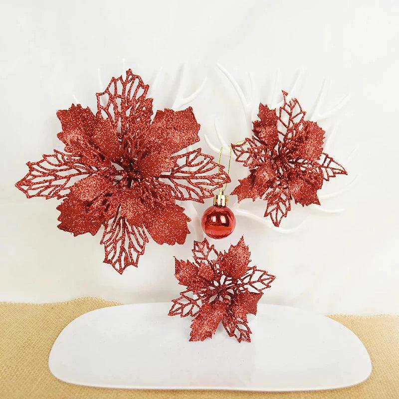 Flores Natalinas Artificiais - Kit com 5 Flores - Lojas Promorin
