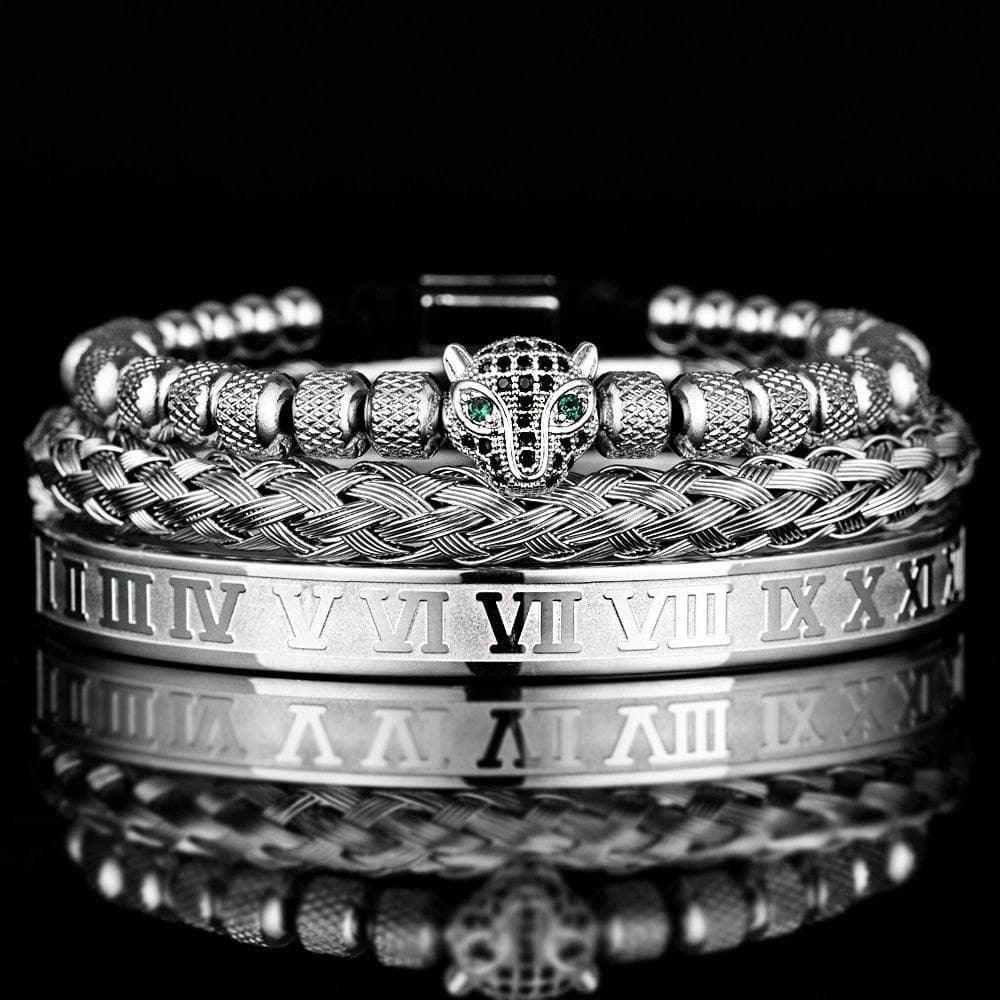 Kit de 3 Pulseiras LUXURY PANTHER - Aço Inox banhadas a Ouro e Prata Cravejadas com Cristais De Zircônia [Últimas peças em promoção!] - Lojas Promorin