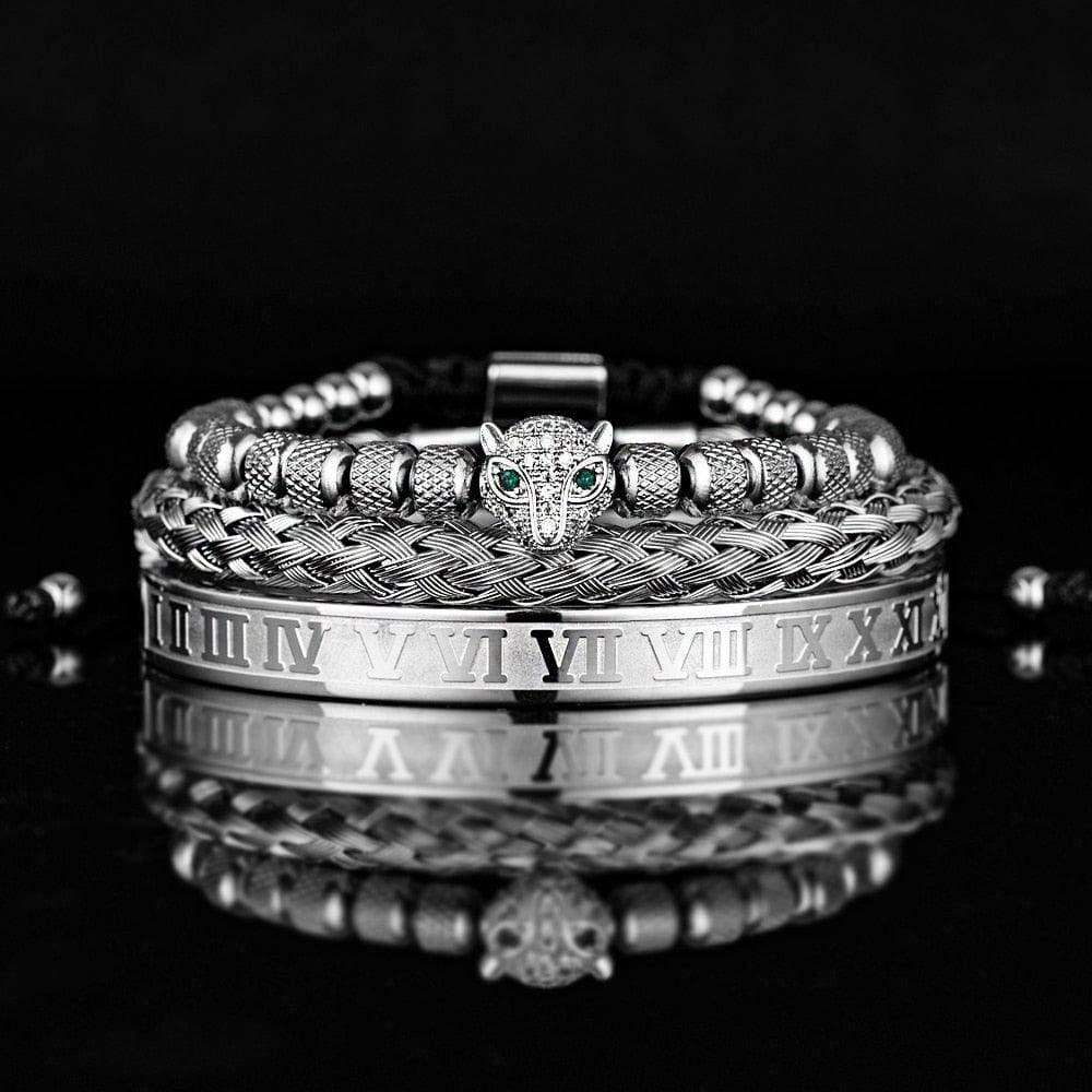 Kit de 3 Pulseiras LUXURY PANTHER - Aço Inox banhadas a Ouro e Prata Cravejadas com Cristais De Zircônia [Últimas peças em promoção!] - Lojas Promorin