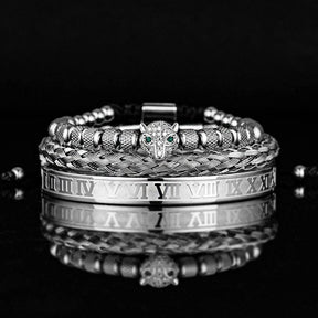 Kit de 3 Pulseiras LUXURY PANTHER - Aço Inox banhadas a Ouro e Prata Cravejadas com Cristais De Zircônia [Últimas peças em promoção!] - Lojas Promorin