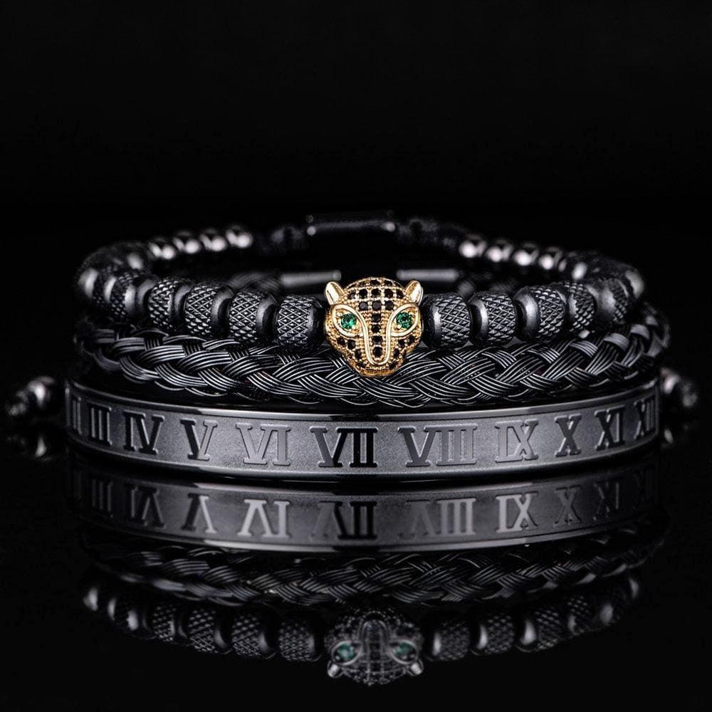 Kit de 3 Pulseiras LUXURY PANTHER - Aço Inox banhadas a Ouro e Prata Cravejadas com Cristais De Zircônia [Últimas peças em promoção!] - Lojas Promorin