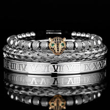 Kit de 3 Pulseiras LUXURY PANTHER - Aço Inox banhadas a Ouro e Prata Cravejadas com Cristais De Zircônia [Últimas peças em promoção!] - Lojas Promorin
