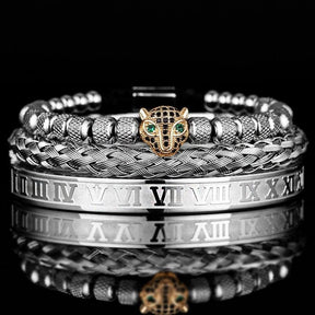 Kit de 3 Pulseiras LUXURY PANTHER - Aço Inox banhadas a Ouro e Prata Cravejadas com Cristais De Zircônia [Últimas peças em promoção!] - Lojas Promorin