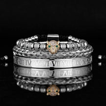 Kit de 3 Pulseiras LUXURY PANTHER - Aço Inox banhadas a Ouro e Prata Cravejadas com Cristais De Zircônia [Últimas peças em promoção!] - Lojas Promorin