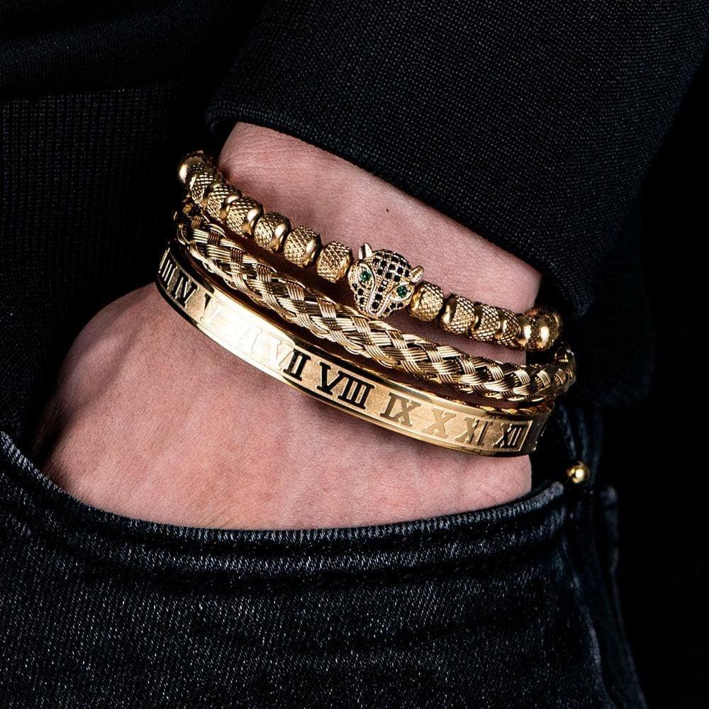 Kit de 3 Pulseiras LUXURY PANTHER - Aço Inox banhadas a Ouro e Prata Cravejadas com Cristais De Zircônia [Últimas peças em promoção!] - Lojas Promorin
