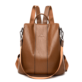 Mochila Feminina Anti Furto de Couro Carolina™ - Lojas Promorin