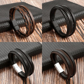 Pulseira THE MAN Em Couro De Qualidade Premium - Joia Com Pedras e Pingentes - Lojas Promorin