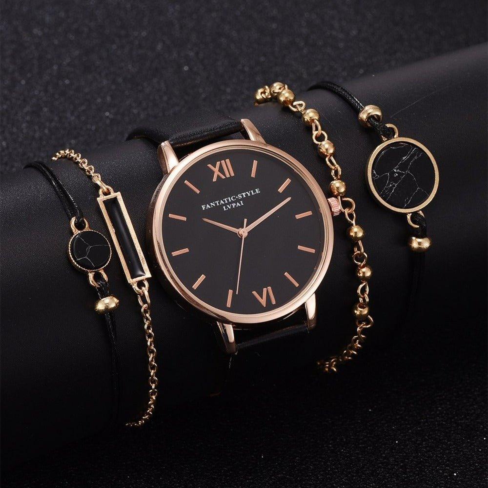 Relógio Feminino Pulseira em Couro - Sense / Brinde 4 Pulseiras - Lojas Promorin