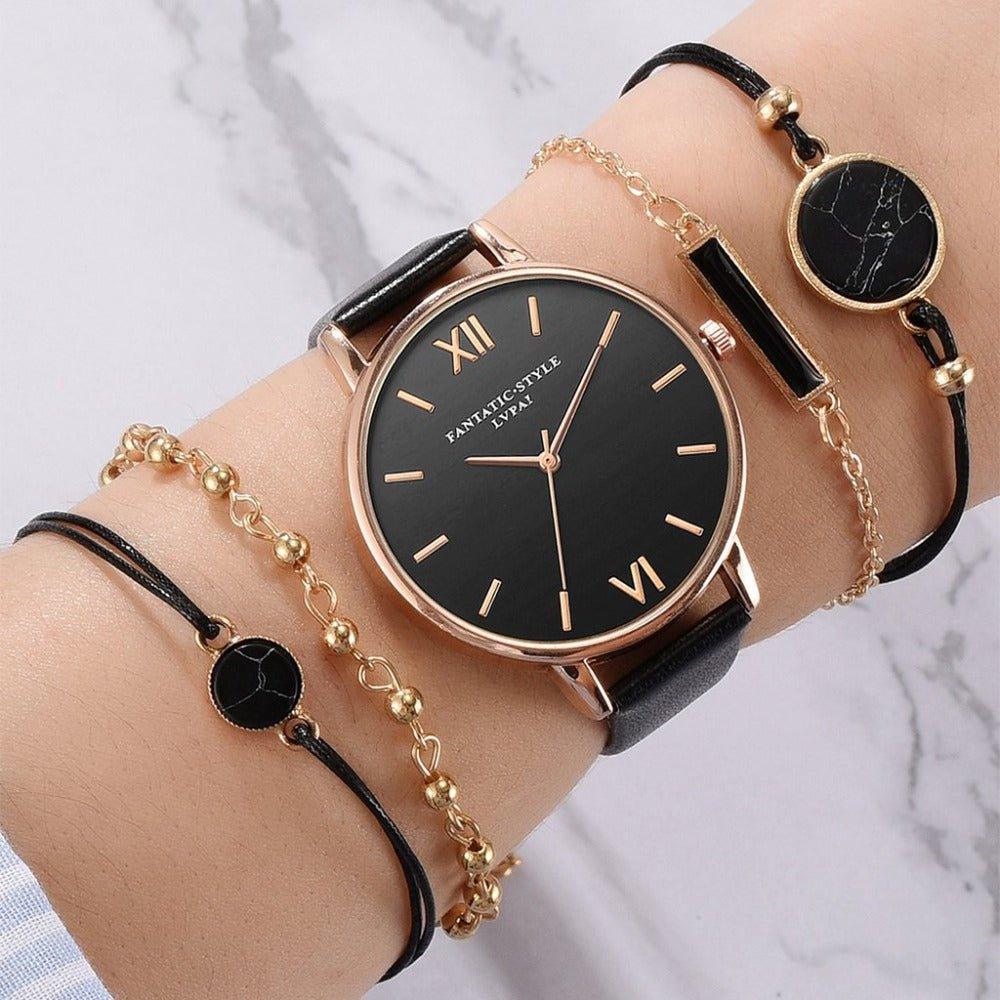 Relógio Feminino Pulseira em Couro - Sense / Brinde 4 Pulseiras - Lojas Promorin