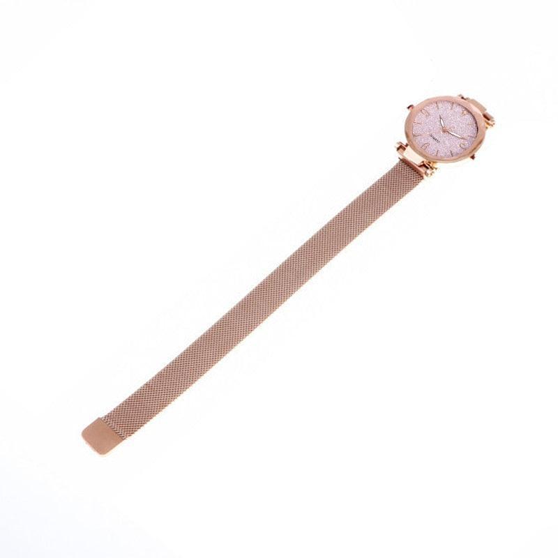 Relógio Feminino QUARTZ Crystal Rosê - Luxuoso com Pulseira Rosê Gold e Fundo Cristal Rosê (ÚLTIMAS PEÇAS EM QUEIMA DE ESTOQUE) - Lojas Promorin