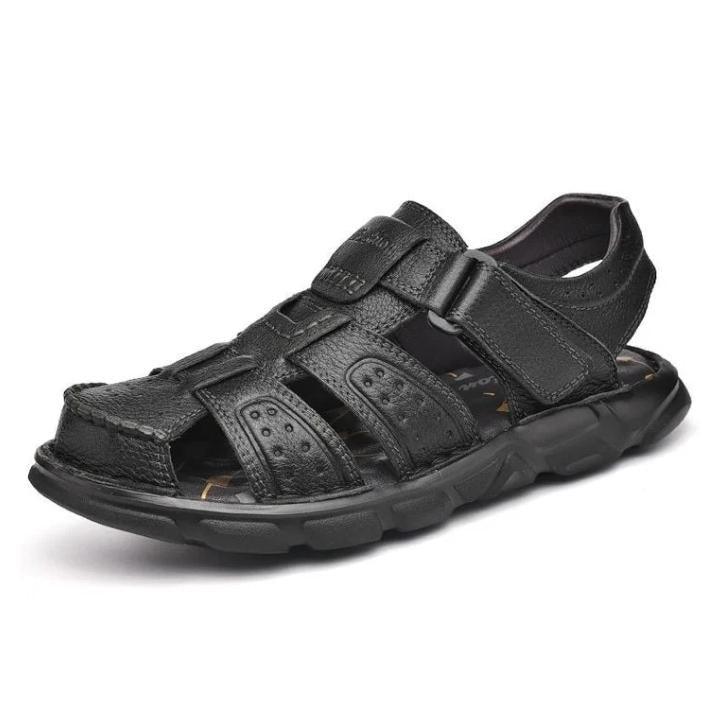 Sandália de Couro Masculina Anti Stress com Velcro - Lojas Promorin