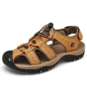 Sandália de Couro Masculina Ortopédica Antiderrapante - Lojas Promorin